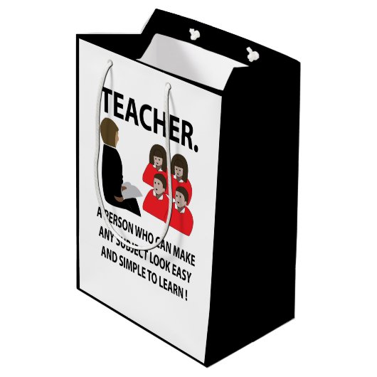 先生新学期引用文タイポグラフィ先生 ミディアムペーパーバッグ (裏面アングル)