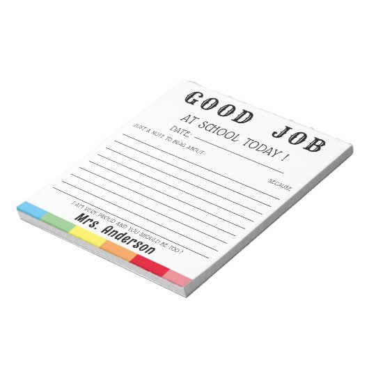 先生新学期書の良い仕事カスタム ノートパッド (回転)