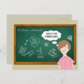 先生新学期 |緑色黒板 ポストカード (正面/裏面)