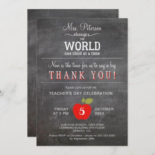 先生日の感謝感謝していのパーティー 招待状 (正面/裏面)