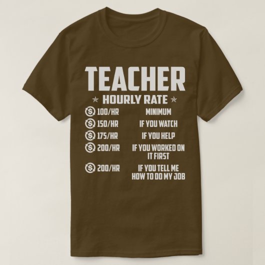 先生時給誇りを持った先生Tシャツ Tシャツ (デザイン正面)