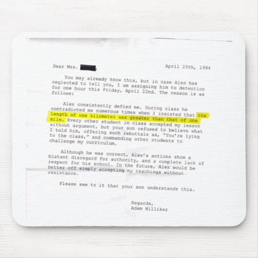 先生書簡受け入れ マウスパッド (正面)