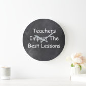 先生最高のLessons Chalkboardデザインギフトアイディア ラージ壁時計 (ホーム)