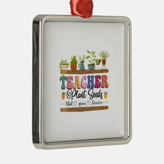 先生植物の種が永遠に成長 メタルオーナメント (右)