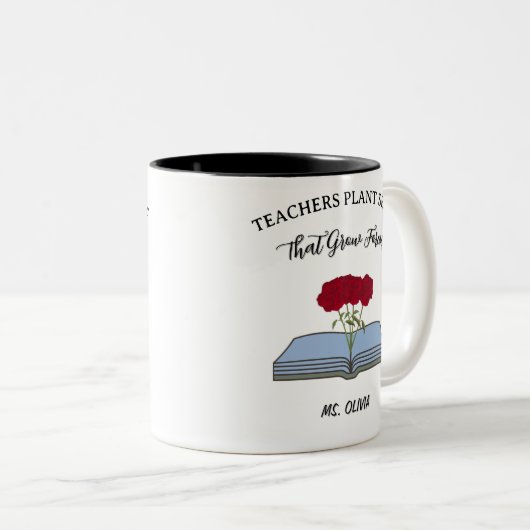 先生植物の種子 – 感謝していあなたの先生ギフト ツートーンマグカップ (正面右)