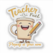先生燃料おもしろいコーヒーカップデザイン シール (正面)