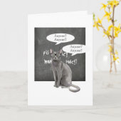 先生猫の折り畳みグリーティングカード カード (黄色い花)