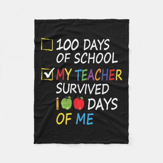 先生生き延び100日の私のおもしろい学校先生 フリースブランケット (正面)