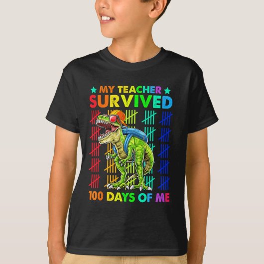 先生生き延び100日の私の恐竜Tレックス少年 Tシャツ (正面)