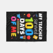 先生生き延び100日の私の100日目のScho フリースブランケット (正面(横))