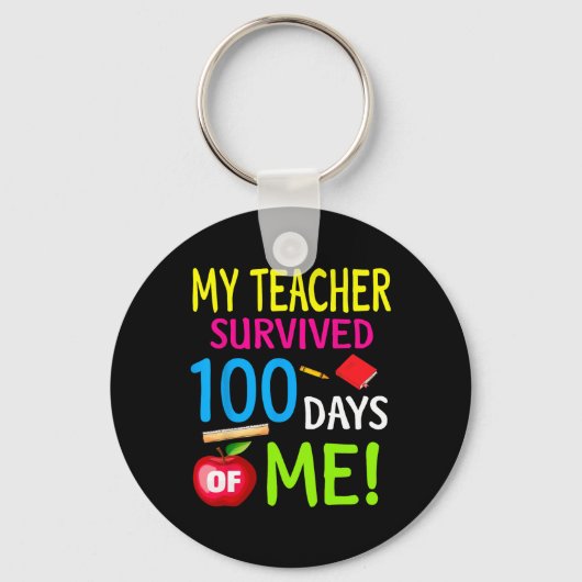 先生生き延び100日の私100学校日 キーホルダー (正面)