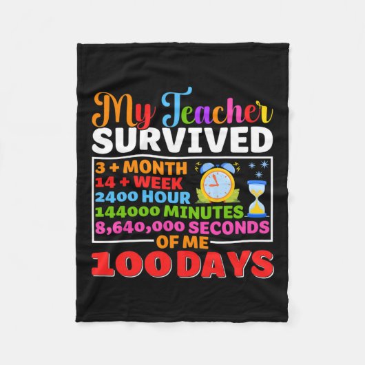 先生生き延び100日のMeおもしろい100日Scho フリースブランケット (正面)