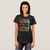 先生生向けビデオ学期100日目おめでとう Tシャツ (正面フル)