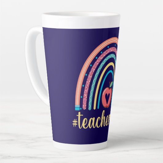 先生生活 – 献身的で喜びの虹 カフェラテマグ (左アングル)