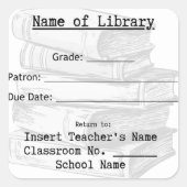 先生用のライブラリブックの期限シール スクエアシール (正面)