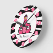 先生用ゼブラパーソナライズされたプリント時計 ラウンド壁時計 (傾斜)