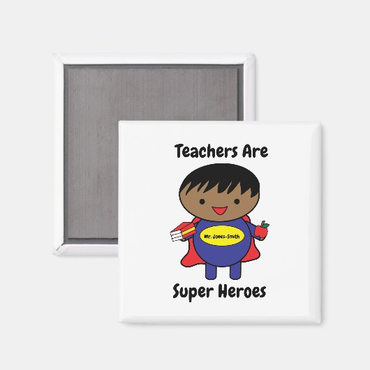 先生男性アフリカ系アメリカ人のヒーローがパーソナライズ マグネット (正面/裏面)