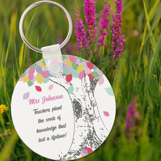 先生知識虹の木の種子を植える キーホルダー