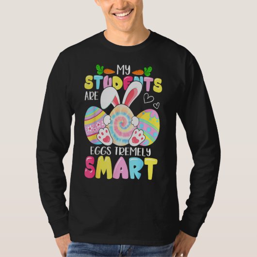 先生私の学生は卵のtremely happy 頭が切れるE Tシャツ (正面)