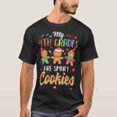 先生私の4年生はクッキー頭が切れるクリスマス Tシャツ (正面)
