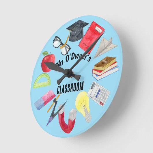 先生科目教授教室モダン ラウンド壁時計 (傾斜)