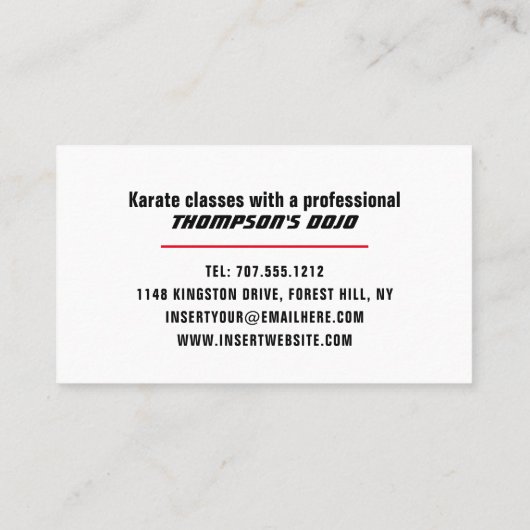 先生空手デザイン 名刺 (裏面)