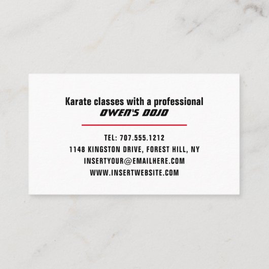 先生空手デザイン 名刺 (裏面)