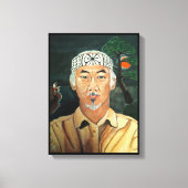 先生絵を描のアルフレッドキツネ キャンバスプリント (正面)