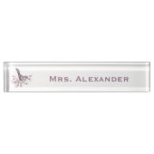 先生自然アートウォーターカラーバードキュート植物学 デスクネームプレート (正面)