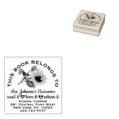 先生蔵書票ラベルひまわりドレス名 ラバースタンプ (押印)