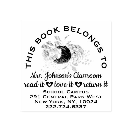 先生蔵書票ラベルバラアドレス名 ラバースタンプ (インプリント)