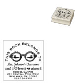 先生蔵書票ラベルメガネのアドレス名カスタム ラバースタンプ (押印)