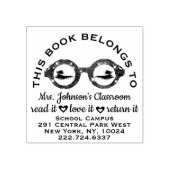 先生蔵書票ラベルメガネのアドレス名カスタム ラバースタンプ (インプリント)