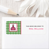 先生蔵書票 – グリーンジンガム ラベル (インサイチュ)