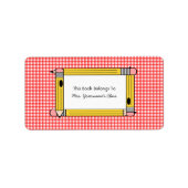 先生蔵書票- Red Gingham & Yellow Pencils ラベル (正面)