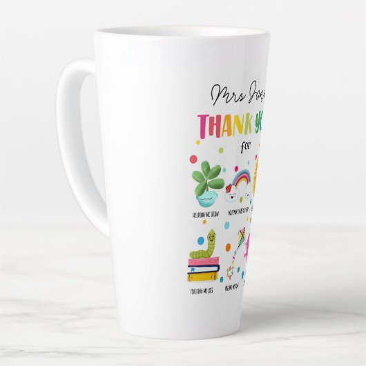 先生評価サンキューカードの卒業 カフェラテマグ (左アングル)