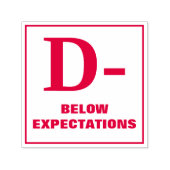 先生評価スタンプ: D-、期待値を下回る セルフインキングスタンプ (デザイン)