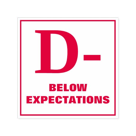 先生評価スタンプ: D-、期待値を下回る セルフインキングスタンプ (デザイン)