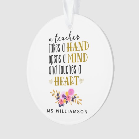 先生評価タイポグラフィ パーソナライズされた オーナメント (正面)