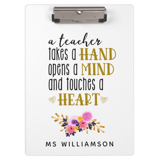 先生評価タイポグラフィ パーソナライズされた クリップボード (正面)