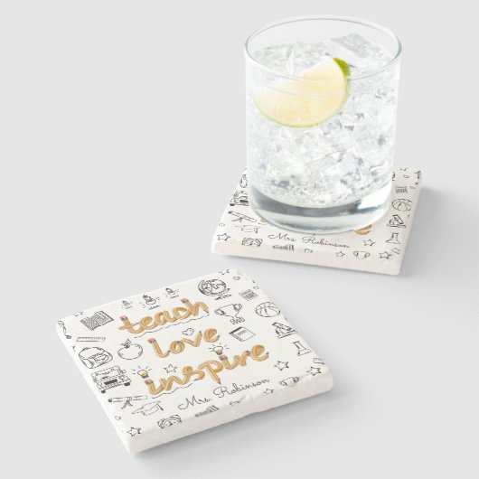 先生評価ドモダンードルデザイン ストーンコースター (横)