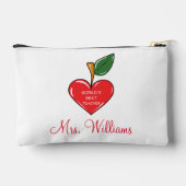 先生評価パーソナライズされた赤いハート アクセサリーポーチ (裏面)