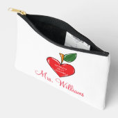 先生評価パーソナライズされた赤いハート アクセサリーポーチ (見開き)