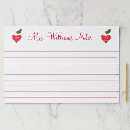 先生評価パーソナライズされた赤いハート ペーパーパッド (インサイチュ)