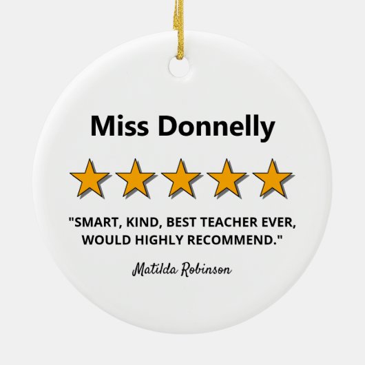 先生評価レビュークリスマス セラミックオーナメント (裏面)