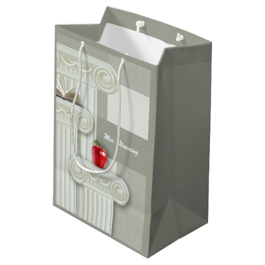 先生評価名前をカスタムする ミディアムペーパーバッグ (裏面アングル)