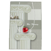 先生評価名前をカスタムする ミディアムペーパーバッグ (裏面)