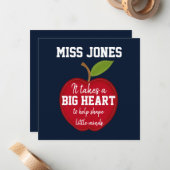 先生評価引用文大ハート ノートカード (正面/裏面インサイチュ)