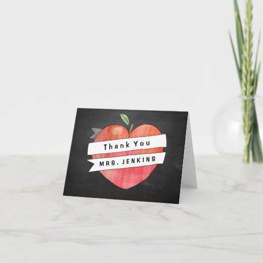 先生評価Appleハートサンキューカード サンキューカード (正面)