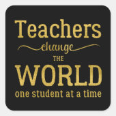 先生認識金ゴールドブラックタイポグラフィ引用文 スクエアシール (正面)